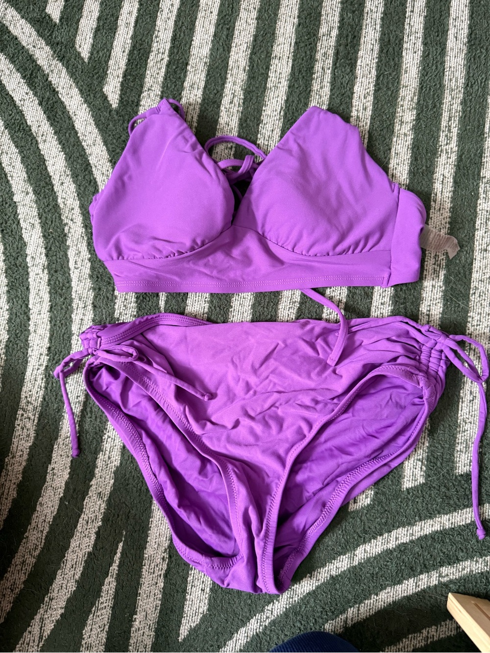 Purple Women's Two-Piece Bikini Set with Adjustable Ties